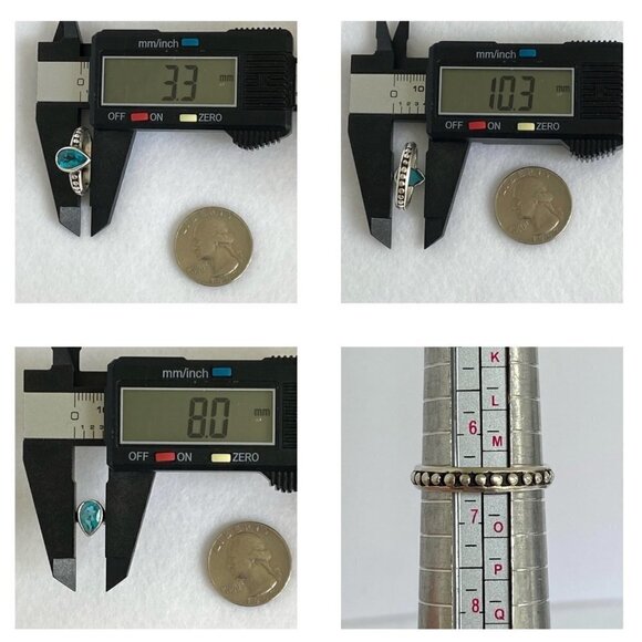 Sterling Silver 925 Teardrop Faceted Blue Glass Triple Band Ring Bali Size 6.5 - Picture 9 of 16